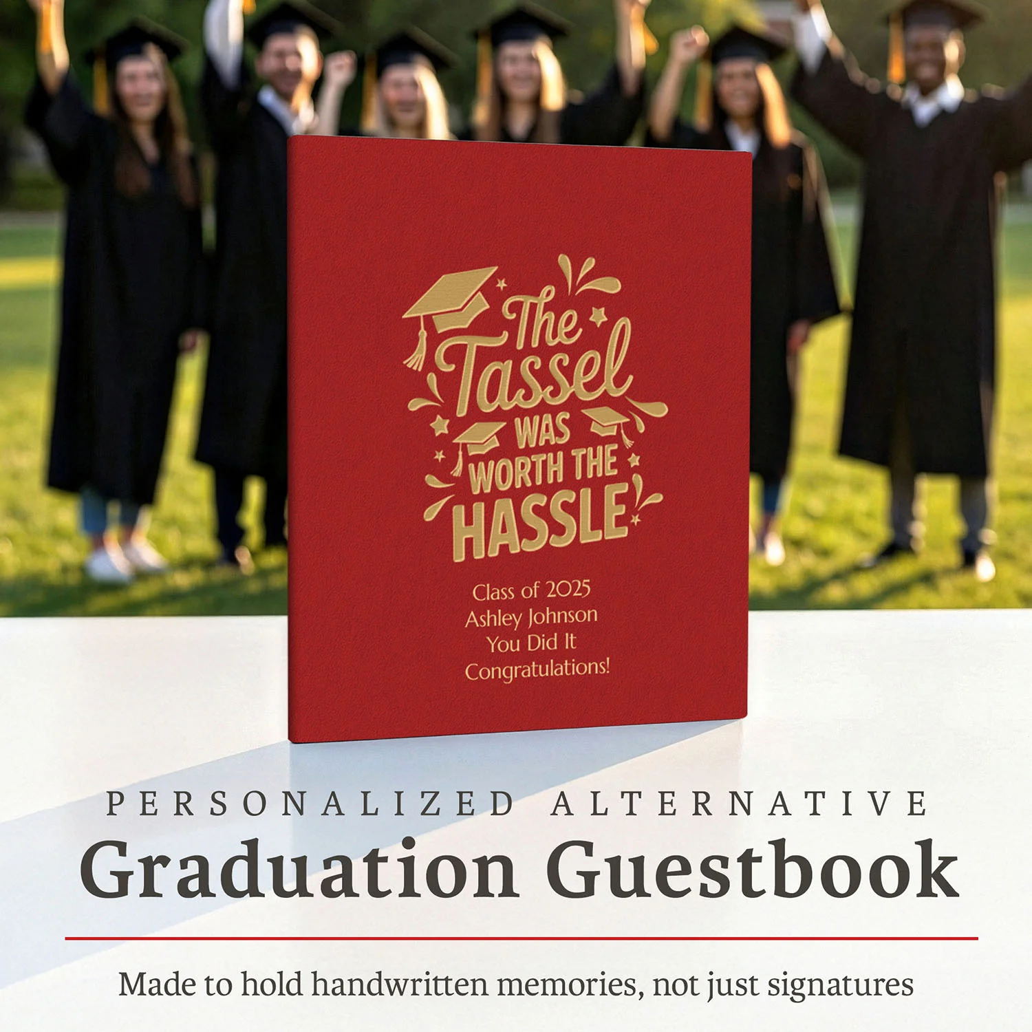 Graduation Guest Book Alternative – The Tassel Was Worth the Hassle (RED)